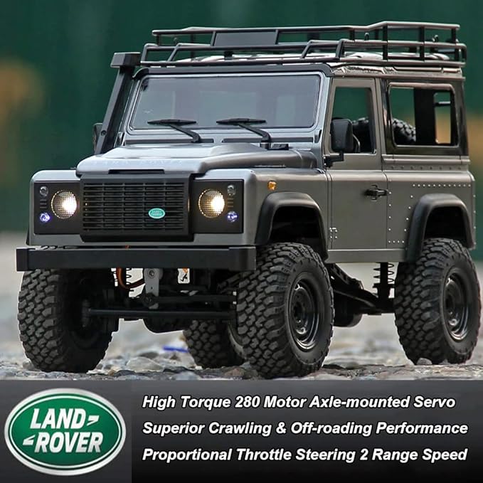 MN99S RC Rock Crawler 4x4 Land Rover RC Crawler 1/12 Scale Remote Control Truck All Terrain Proportional Throttle Steering 280 Motor Upgraded Chassis 2 Batteries Hobby Toy for Adult