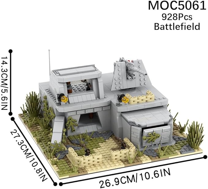 WW2 Military Battle Fort Building Block Set(928PCS). Suitable for Secondary Creation.Build Different Combat Buildings.