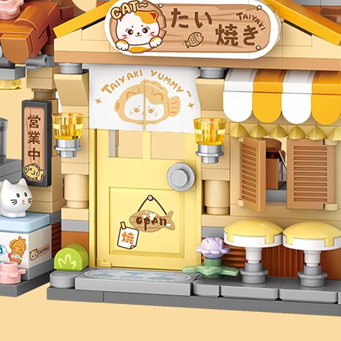 Lucky Cat Building SetOpenable Taiyaki Shop 923PCS Mini Brick Building Toy for Boys Girls Age 8+