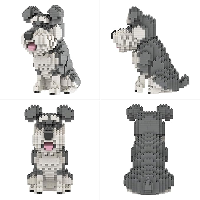 Larcele Micro Building Blocks Animal Set DIY 3D Building Toy Bricks934 Pieces KLJM-05(Schnauzer)