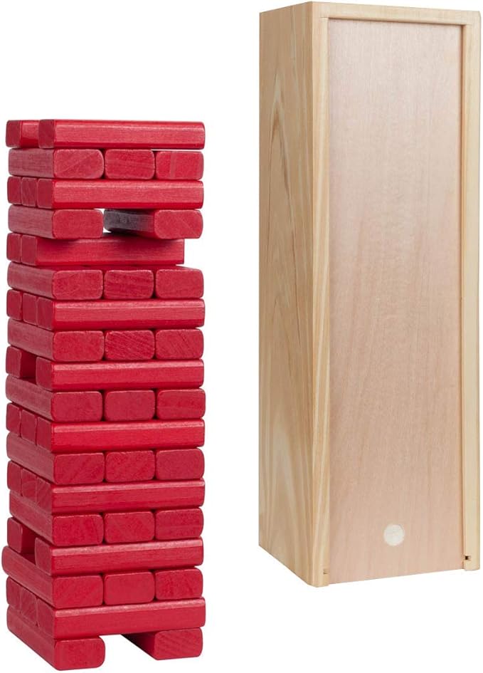 WE Games Wooden Block Stacking Party Game for Adults Tumble Tower Wedding Guest Book Alternative Tabletop Games Includes Storage Case 12 inches