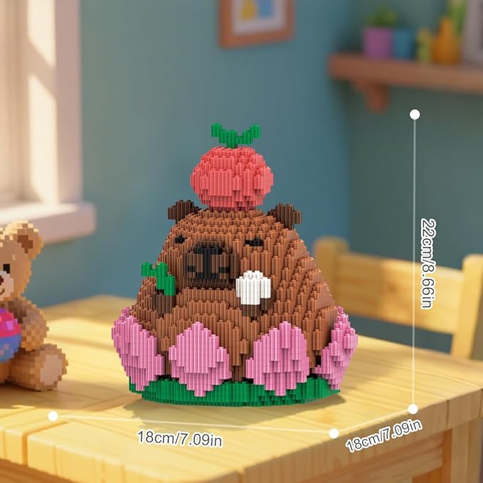 HOOLEDAY Animals Series Capybara Toy Micro Building Block Set 2110 Pieces with Lotus Base Design Decoration Present for Adults &amp Boys &amp Girls
