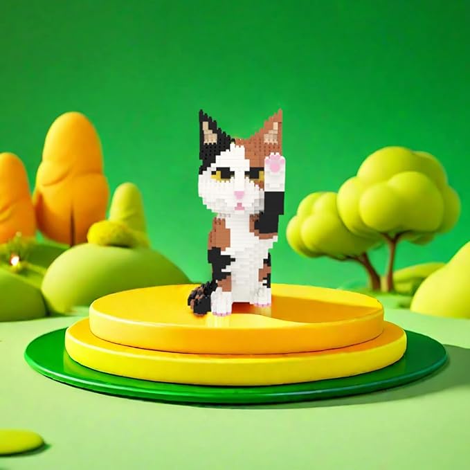 Larcele Cat Micro Building Blocks Animal Set DIY Mini 3D Building Toy Bricks Kit1137 Pieces KLJM-05 (Red Tabby)