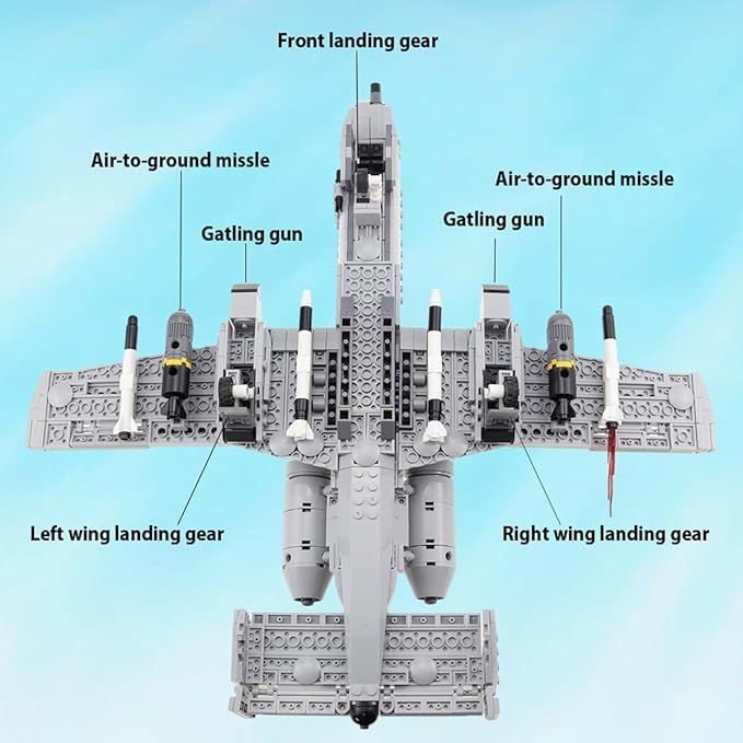961pcs A-10 Warthog Plane Building Toys Sets Fighter Jets Building Blocks WW2 Airplane Military Model Kits Ideal Gifts for Adult