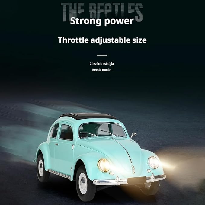 1:16 Scale Remote Control Car Simulation Classic Beetle Model 2.4GHz 4CH High Speed Retro Racing Sport Car with LED Ligjhts Mini Drift Cars for Adult - Blue