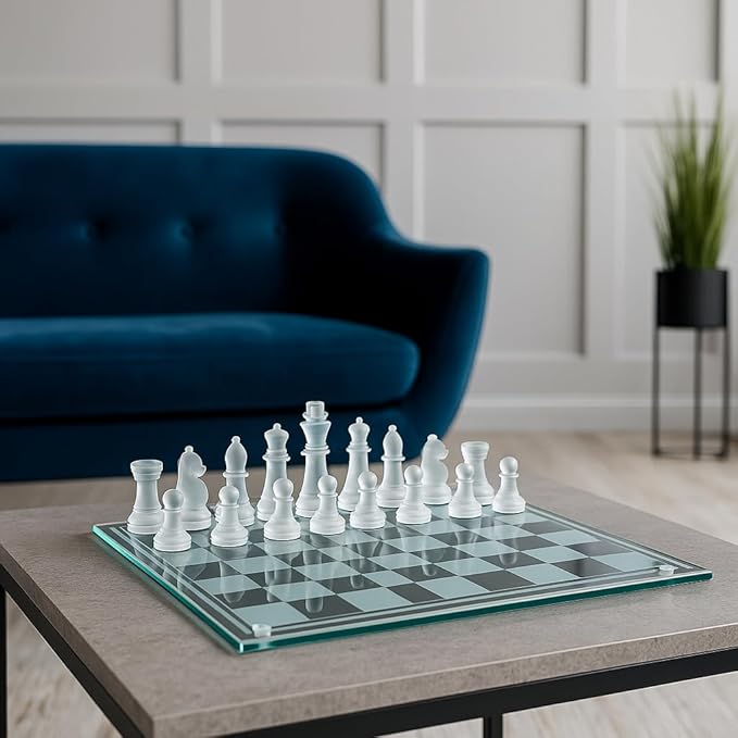 Glass Chess Board Anti-Broken Elegant Glass Chess Pieces Chess Game Chess Set Chess Game