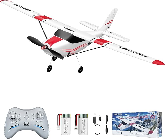 HAWK'S WORK 4 Channel RC Plane Remote Control Airplane Cessna Ready to Fly Brushless Motor 6-axis Gyro Stabilizer 3 Flight Mode Stunt Flying Easy Trainer for Beginner &amp Kid