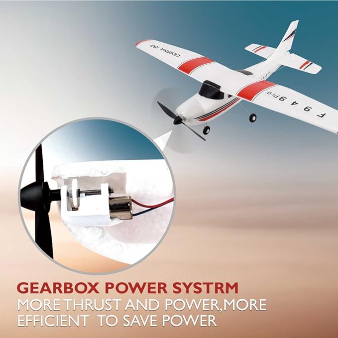RC Airplane F949pro RC Plane 1020 Motor 3CH 2.4GHZ EPP RC Plane for Adults CESSNA-182 3D6G Gyroscope RTF RC Glider Planes with 2 Batteries Replaceable Parts (LED 2BSL)