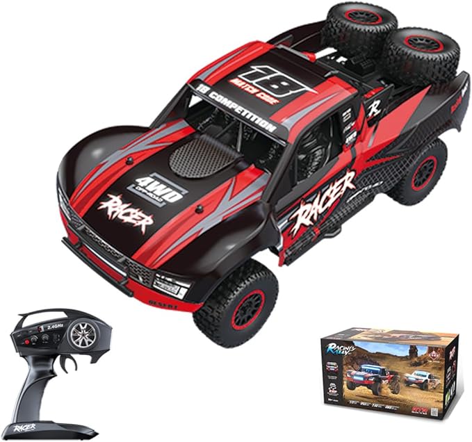 1/12 RD12 RC Drift Car 4WD Full-Proportional Brushed Racing Car with Gyroscope and 7-Color LED Lights Remote Control Truck Gift for Adults (Red)