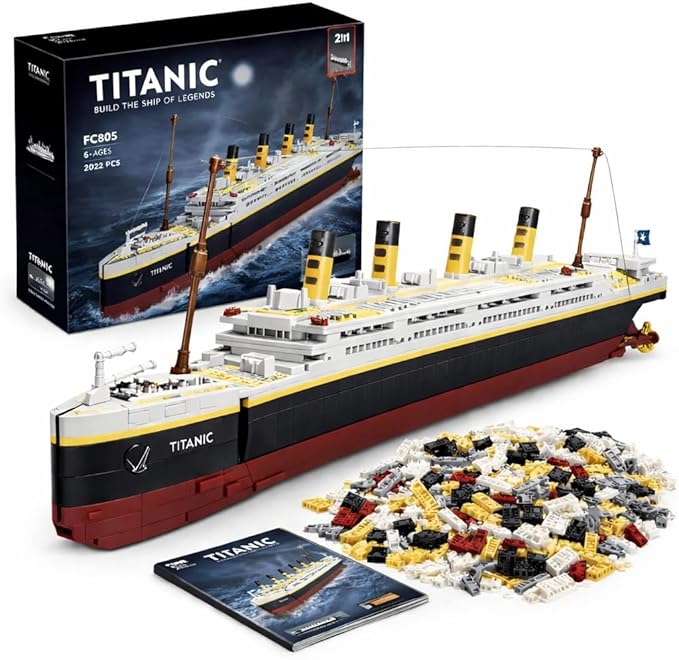 Liberty Imports Titanic Model Kit - 2022 Pieces Large Cruise Ship Building Blocks Set STEM Educational Toy Gifts for Kids and Adults Collectible Display