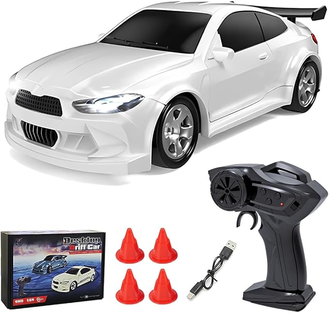 1/64 Scale Drift RC Car 2.4Ghz Desktop Mini Racing Drift Remote Contrl Car Model 4WD Mini RC Vehicle Hobby Gift for Adults