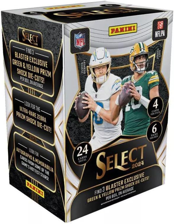 2024 Select Football Blaster Box (24 Cards/Box) Look for Green &amp Yellow Prizm Shock Die Cuts!