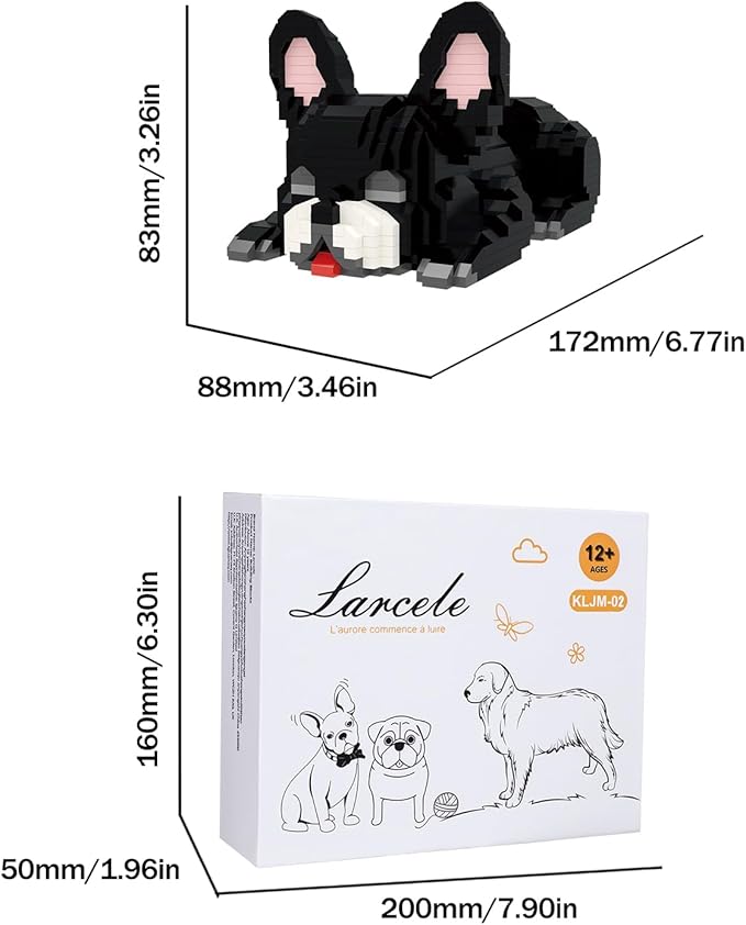 Larcele Micro Building Blocks Set DIY Mini Building Toy Bricks for Age Over 12 Years 1045 Pieces KLJM-02 (French Bulldog)