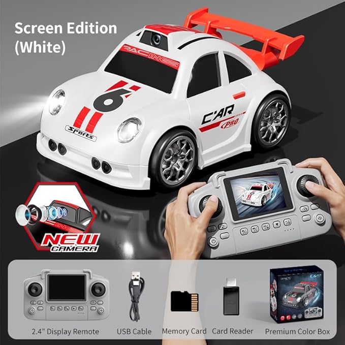 RC Cars with Camera RC Drift Car with Follow Escape One-Click Demo Mode Real-time Video Transmission Allows for Taking Photos Racing Car Toy for Teens and Adults (2 Players Racing)