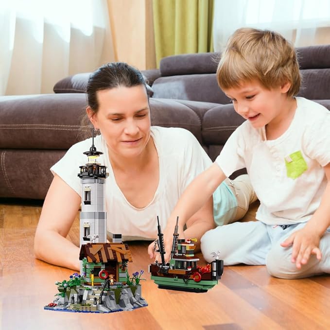 House Building Block Adults Sets The Island Modular Architecture Construction Building Model Set Present for (1480 Pcs)