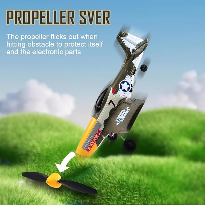 P51 RC Plane for Adults Kids 4 Channel Remote Control Airplane with Aileron/Rudder/Elevator/Gyro Aerobatic Mustang Fighter Glider with 3 Modes Stabilization System Easy Learning to Fly
