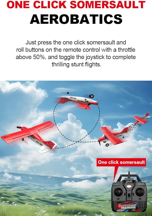 QIDI-560 M7 Off-Road Aircraft 3D RC Plane One-Key Hanging Stunt Fixed Wing with Wind Resistant Flight Control for Beginner and Experienced Ready to Fly(Blue)