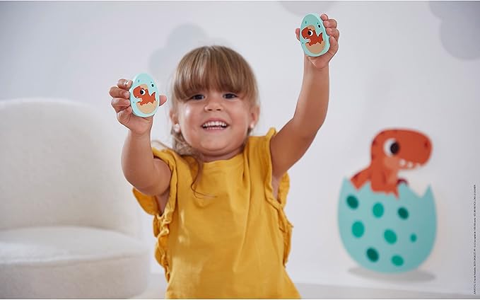 Janod Dino - Dinosaur Memory Game - 20 Wooden Dino Eggs with 10 Prehistoric Pairs - Cooperative or Competitive Early Learning Game - Ages 2-5 Years - J05826