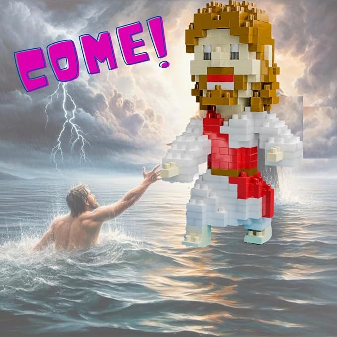 Jesus Series-Jesus Saved Peter Mini Figurine Bible Story w/Lego Jesus Toy Nativity Building Set for Aged14+ Great Gift for Teenagers and Adults (850Pieces/6.3x3.1x4.3inch)
