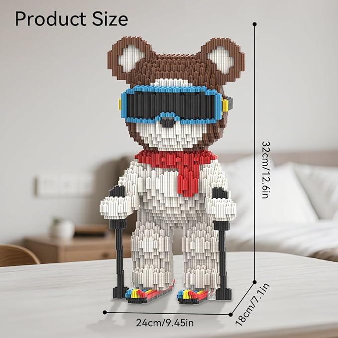 DAHONPA Animal Skating Cool Bear Micro Building Blocks Set (3650 Pieces) Gift for Adults and Kids