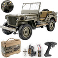 FMS Rochobby RC Car 112 1941 MB Scaler Willys Jeep Remote Control Crawler Military Truck 4x4 Offroad Vehicle with Transmitter Battery and Charger Small RC12001RTR Hunter Green