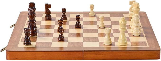 VEVOR 15-inch Magnetic Wooden Chess Set 2-in-1 Folding Chess and Checkers Game for Adults and Kids Portable Travel Chess Set with 2 Queens Ideal for Tournaments Professionals and Beginners