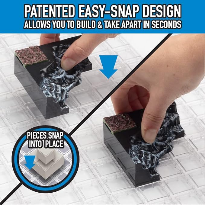 Monster Adventure Terrain 3D Interchangeable Builder System - 107pc Painted Rock Formation Set w Base - Build Modular Worlds in a Snap &amp Elevate Your Campaign - Compatible with DND Dungeons &amp