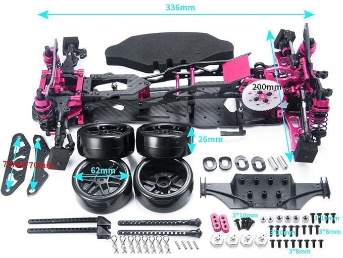 Alloy &amp CF 1/10 Chassis D5 MR V2 Frame Kit RC 2WD Drift Car Rear Drive