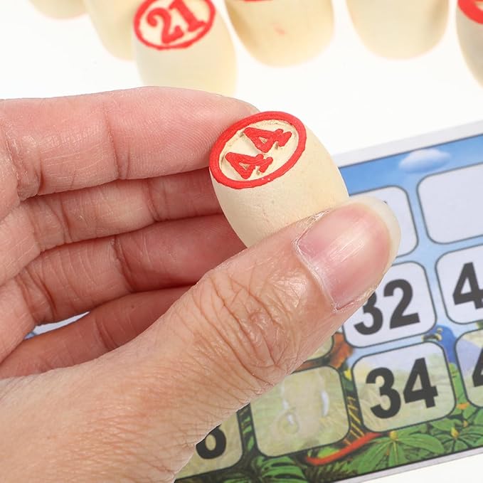 Russian Lotto Game Wooden Bingo Set with Numbers 1–90 Traditional Russian Bingo Board Game for Adults Family Gatherings and Party Play