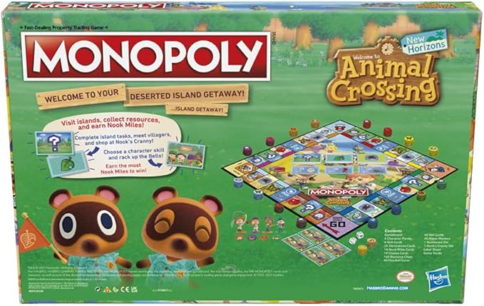Monopoly Animal Crossing New Horizons Edition Board Game for Kids Ages 8 and Up Fun Game to Play for 2-4 Players Multicolor