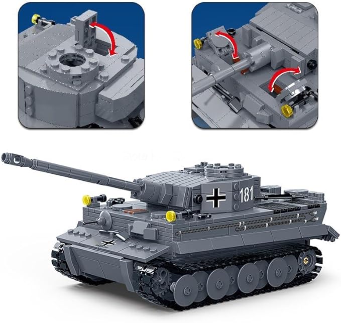 General Jim's Military Brick Building Set - WW2 German Army King Tiger Tank Building Blocks Model Set for Military World War 2 Military and Brick Building Enthusiastsforall Building Levels