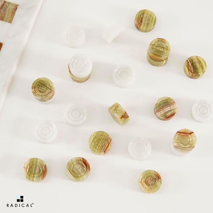 Radicaln Marble Checker Figures 1.25'' Inches White and Green Onyx Handmade Classic Checkers Pieces for Board Game Draughts Board Game for Adults