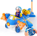 Remote Control Airplane for Kids - Birthday Gifts for Boys Toddlers Ages 18+ Months 2 3 4 5 Year Old RC Cartoon Aircraft Toy with Lights Music and Easy Control