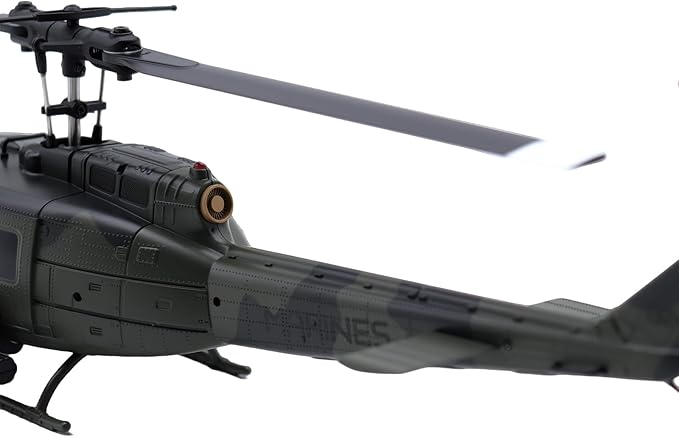 C032 UH-1 Huey RC Helicopter 1/48 Scale 6-Channel Brushless Helicopter with Optical Flow Positioning One Click Inverted Flight &amp Gyro Stabilized 3D Stunt Military Aircraft Model for Adults