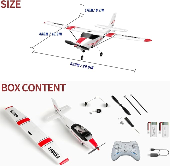 HAWK'S WORK 4 Channel RC Plane Remote Control Airplane Cessna Ready to Fly Brushless Motor 6-axis Gyro Stabilizer 3 Flight Mode Stunt Flying Easy Trainer for Beginner &amp Kid