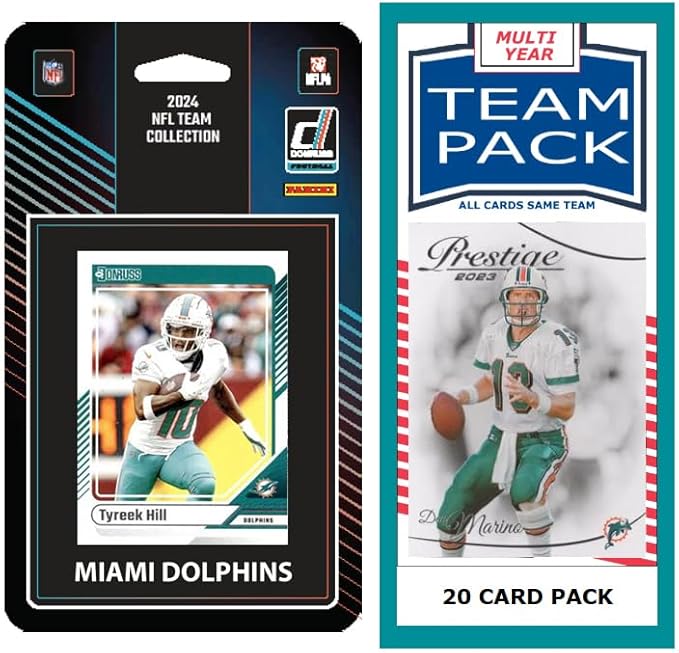 2024 Donruss Miami Dolphins Factory Sealed NFL Team Set + 20 Card Team Pack - Tyreek Hill Dan Marino Tua Tagovailoa Jaylen Waddle Rated Rookies Chop Robinson Malik Washington