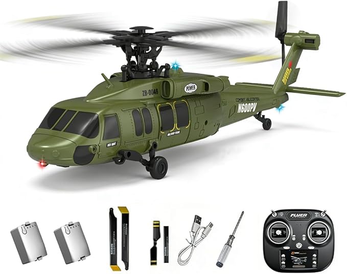 X-MechFun Black Hawk K200 RC Helicopter - 6CH Simulation RC Aircraft with Optical Flow &amp Altitude Hold &amp One-Key Inverted Flight 2.4Ghz Remote Console Helicopter Model for Hobbyists