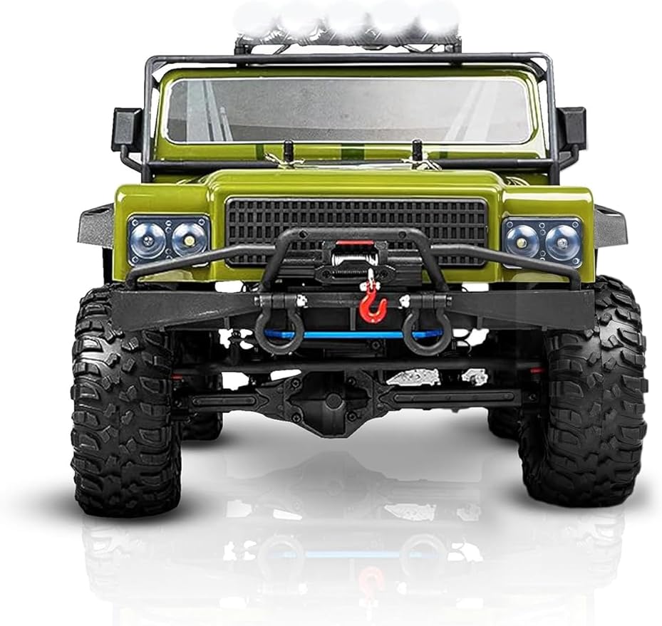 1:8 RC Cars for Adults – 4x4 Remote Control Car Rugged Brushed Motor Electric Off-Road RC Rock Crawler with 2-Speed Transmission Army Green All-Terrain RC Trucks Ready-to-Run RTR Set