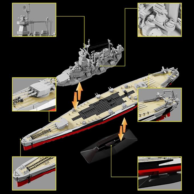 USS North Carolina (BB-55) Battleship Building Kit WW2 US Navy High-Speed Battleship a Toy Gift Warship for Military Enthusiasts and Adults (39106)