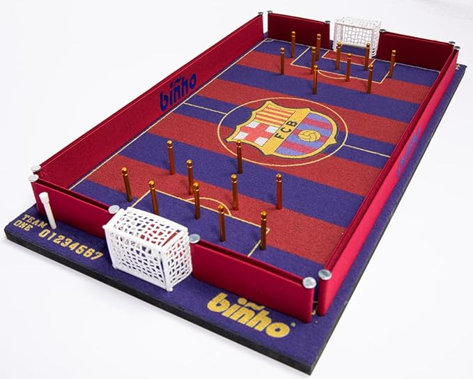 Binho Board Classic Board Game FC Barcelona Football Club Edition - 2-Player Fast-Paced Finger Flicker Pinball Family Board Game - Portable Tabletop Sports Game Set for Any Occasion