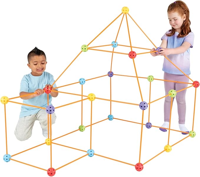 Crazy Forts Everest Toys Multicolor - 69 Piece Fort Building Kit - Buildable Indoor or Outdoor Kids DIY Stem Toy