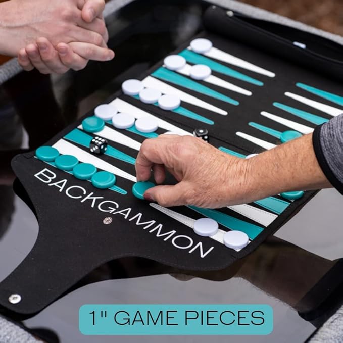 Roll-Up Travel Backgammon Game | Lightweight Roll-up Backgammon Set | Travel Backgammon Sets for Adults | Travel-Size Strategy Game for Camping Backpacking or Beach | Wine &amp White