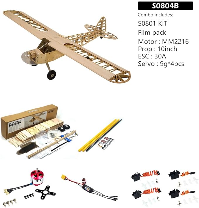 Viloga Piper J-3 Cub Balsa Wood Model Airplane S08 J3 Laser Cutting 46 Wingspan Fly Aircraft Model Kit DIY RC Plane Kit for Adults