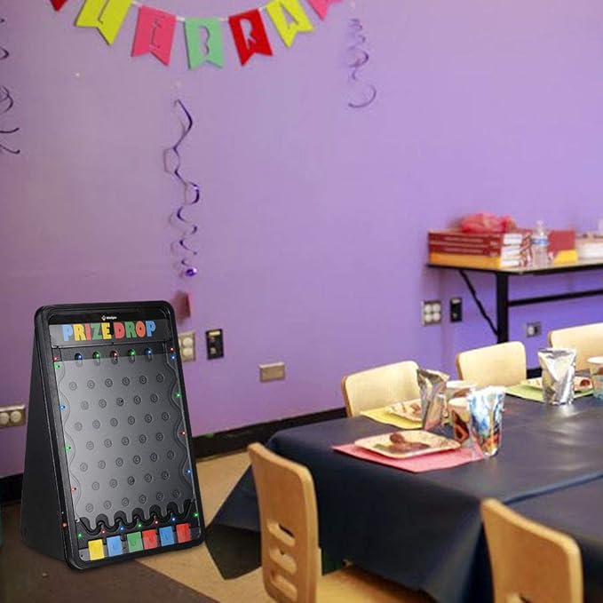 30x19 Prize Drop Plinko Board with Led Foldable Stand with 8 Playing Pucks Tabletop Penny Drop Game for Carnival Trade Show Live Stream Party