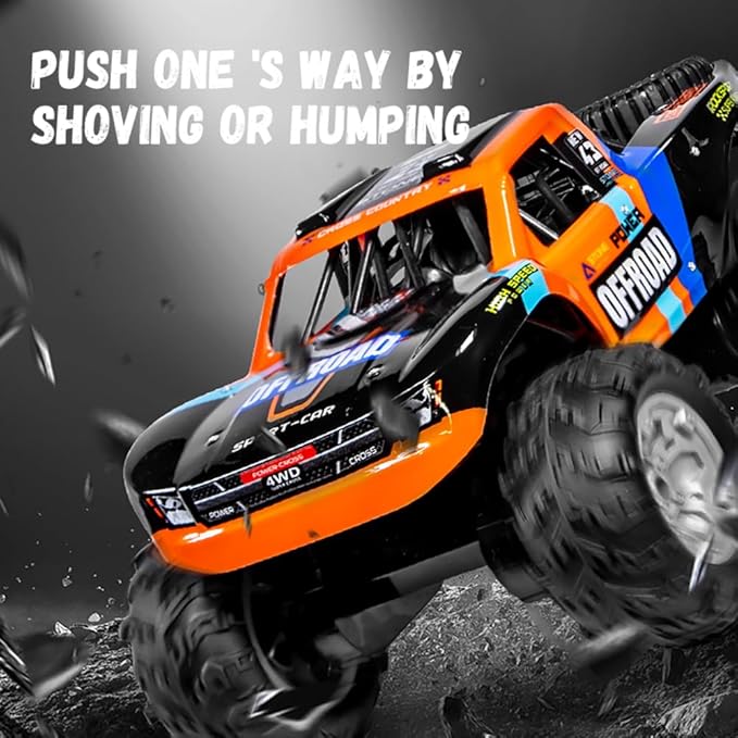 Waterproof RC Monster Truck Amphibious Remote Control Trucks 13In Big Off Road RC Cars for Kids 4WD 360° Rotation Two Rechargeable Batteries Gifts for Boys Girls Age 4-12 Pool Toys (Blue)