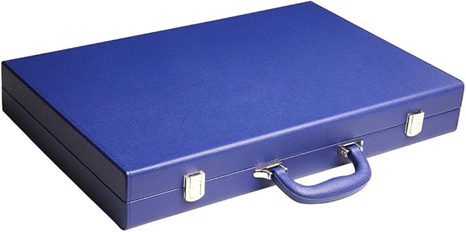 19-inch Premium Backgammon Set - Large Size - Indigo Blue Board White and Navy Blue Points