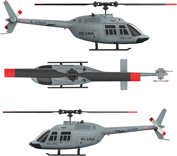A60 206 Remote Controlled Helicopter Aircraft Plane 4CH RC Heli Aileronless 1/42 Scale 6-Axis Gyroscope Altitude Hovering Optical Flow Position 2Batteries for Adults Beginners/Grey