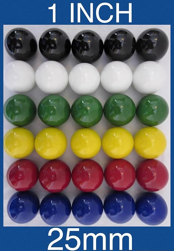 Big Game ~30 Large 1 (25mm) Replacement Solid Glass Marbles for Chinese Checker Aggravation Wahoo Dirty Marbles Board Game (5 of Each Color)