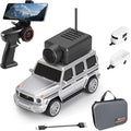 GoolRC WLtoys 6406-C Mini RC Car 2.4GHz 1:64 Scale FPV Remote Control Car with Camera 720P APP Control Rear Drive Vehicle with 2 Trailers and LED Lights for Adults (Silver)