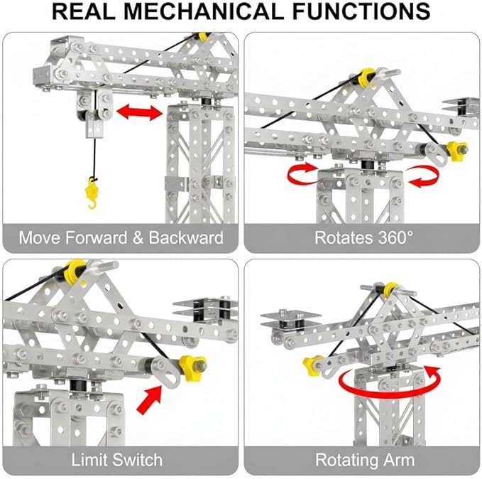 Metal Building Toys 273pcs 3 in 1 Tower Crane &amp Frame Crane &amp Windmill Metal Model SetErector Sets for Boys Age 8-12DIY Building Stem Projects Toys for KidsBirthday Gifts for Model Crane F